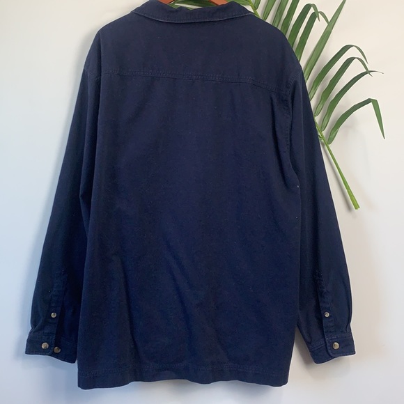 Vintage Y2K Eddie Bauer Navy 3/4 Zip Long Sleeve Sweater 100% Cotton Tall XL - Picture 7 of 10